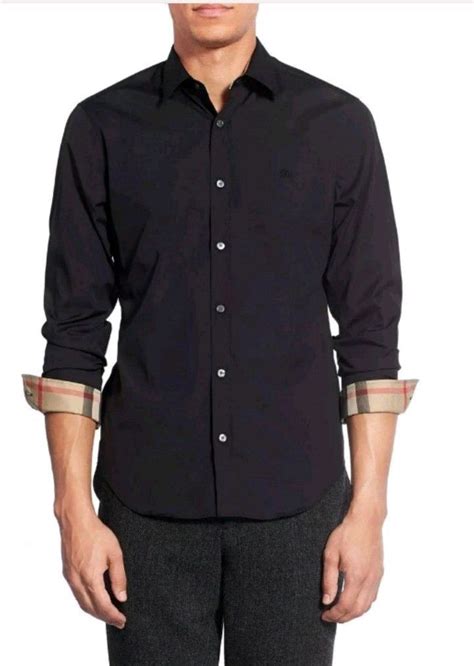 burberry black mens shirt|men's burberry button down shirt.